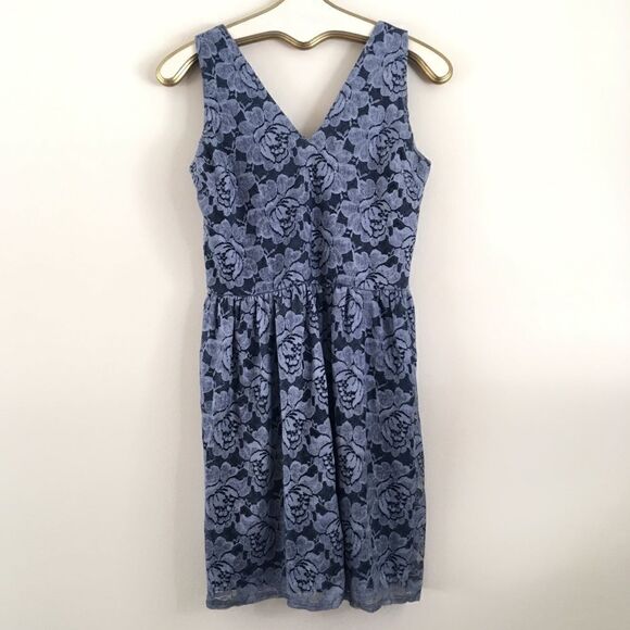 AQUA Blue Floral Lace Dress | Size Large - Picture 1 of 5